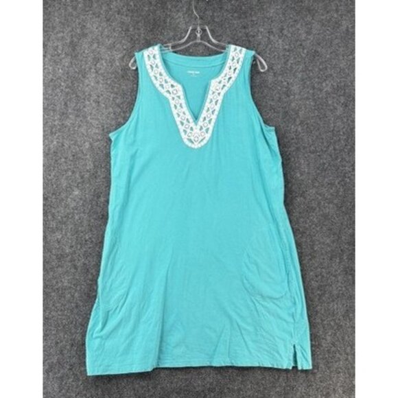 Lands End Turquoise Shift Dress Women’s Plus 2X Sleeveless Resort Preppy Beach - Picture 1 of 14